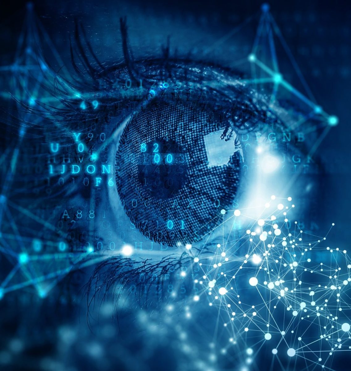 Close up of woman eye in process of scanning